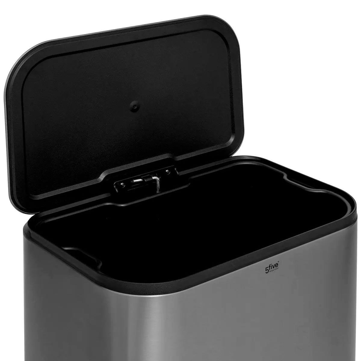FIVE Poubelle de Cuisine à Pédale  Inox  50L Gris