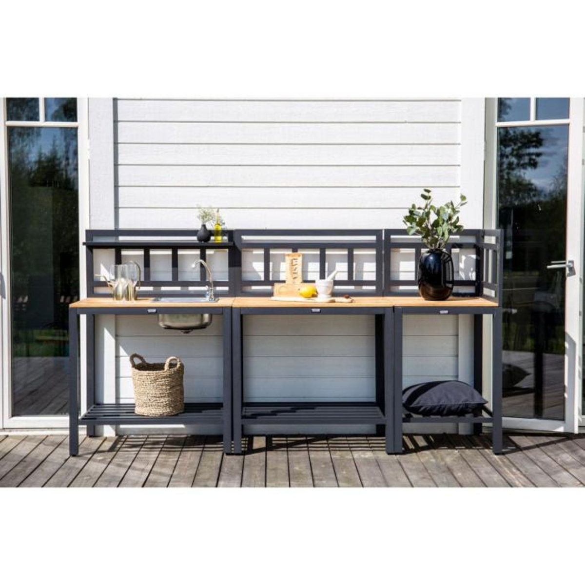 Paris Prix Meuble d'Angle Cuisine d'Extérieur  Mexico  127cm Noir