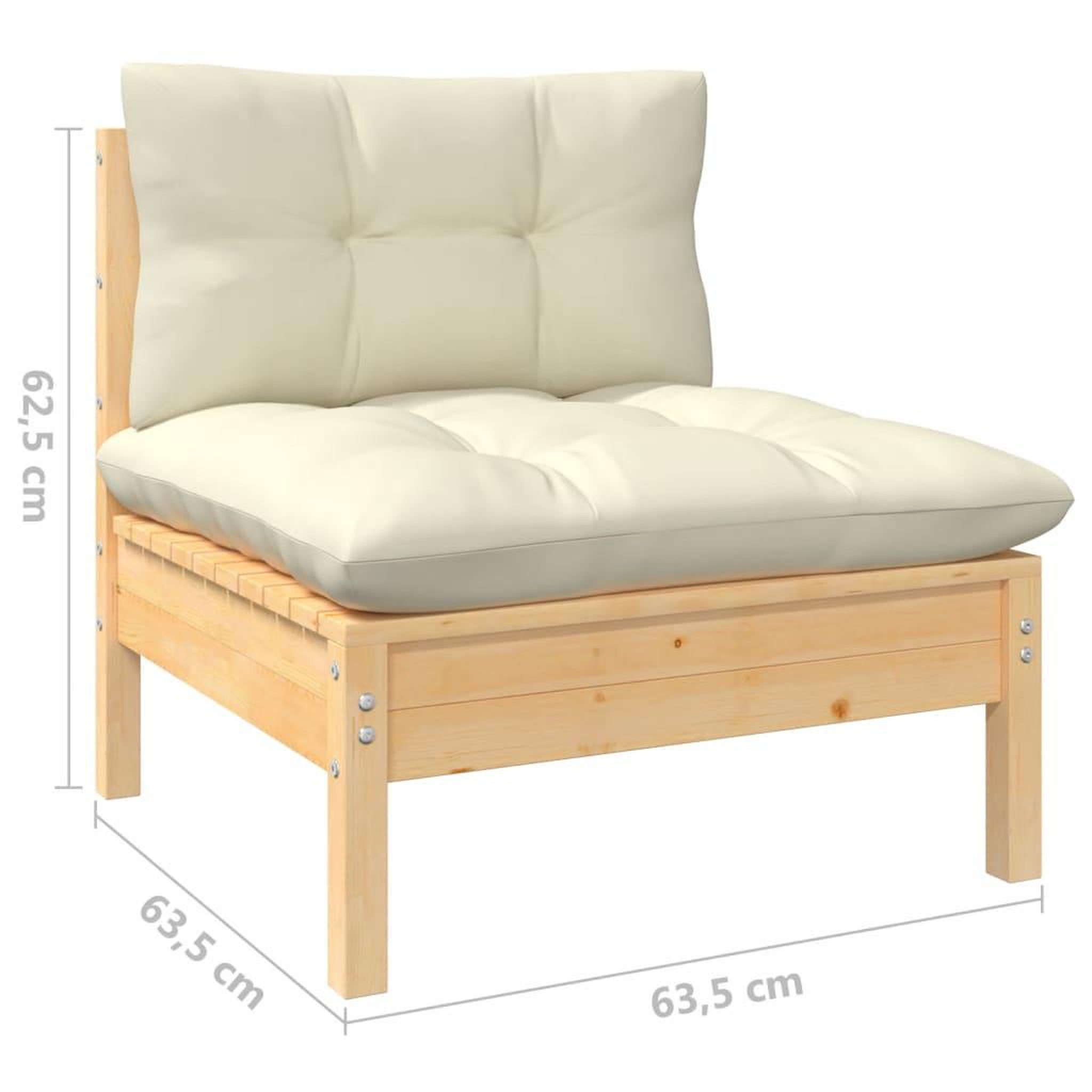 Voir la diapositive 6 : VIDAXL Salon de jardin 7 pcs avec coussins creme bois de pin massif