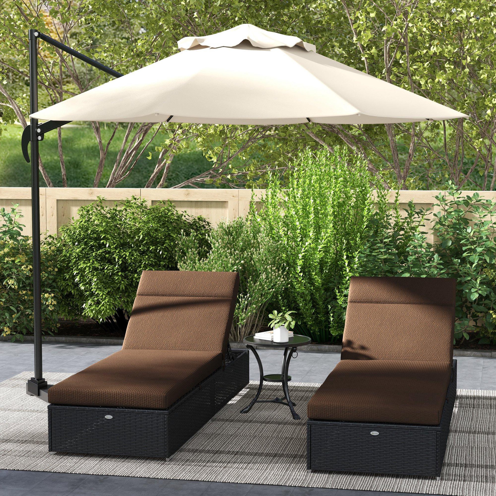 Voir la diapositive 4 : OUTSUNNY Lot de 2 matelas pour bain de soleil transat - cordons et velcros d'attache - dim. 196L x 55l cm ép. 8 cm - polyester déperlant marron