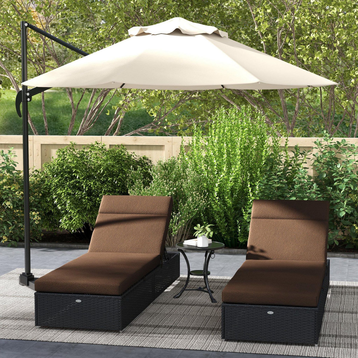 OUTSUNNY Lot de 2 matelas pour bain de soleil transat - cordons et velcros d'attache - dim. 196L x 55l cm ép. 8 cm - polyester déperlant marron