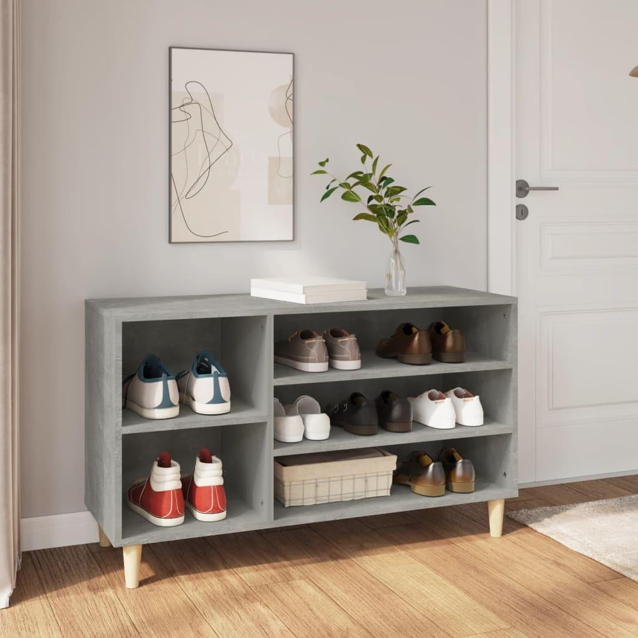 Voir la diapositive 1 : VIDAXL Armoire a chaussures Gris beton 102x36x60 cm Bois d'ingenierie