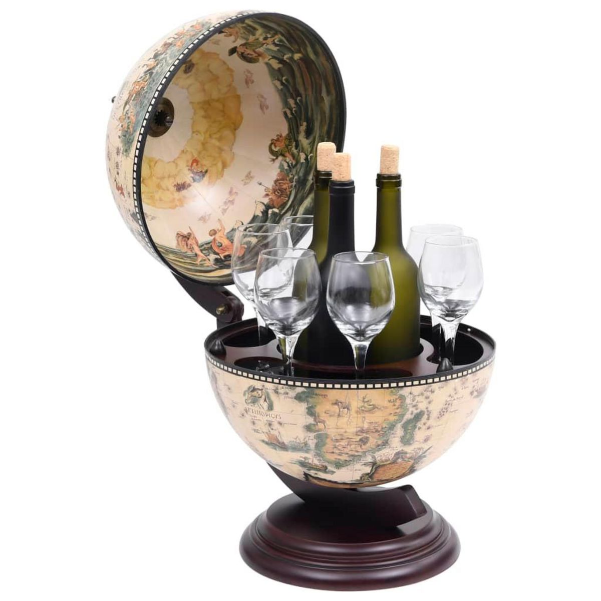 VIDAXL Support de vin globe de dessus de table Bois d'eucalyptus Blanc