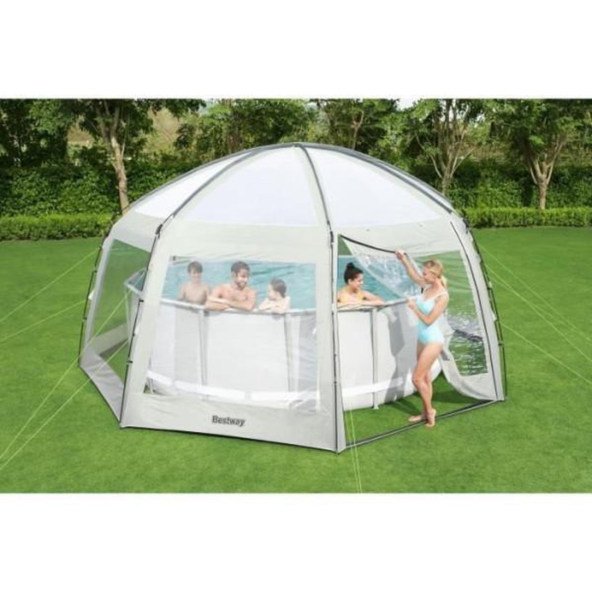 Voir la diapositive 3 : BESTWAY Bestway - dôme de protection pour piscine - octogonal 600 x 600 x 295 cm - gris