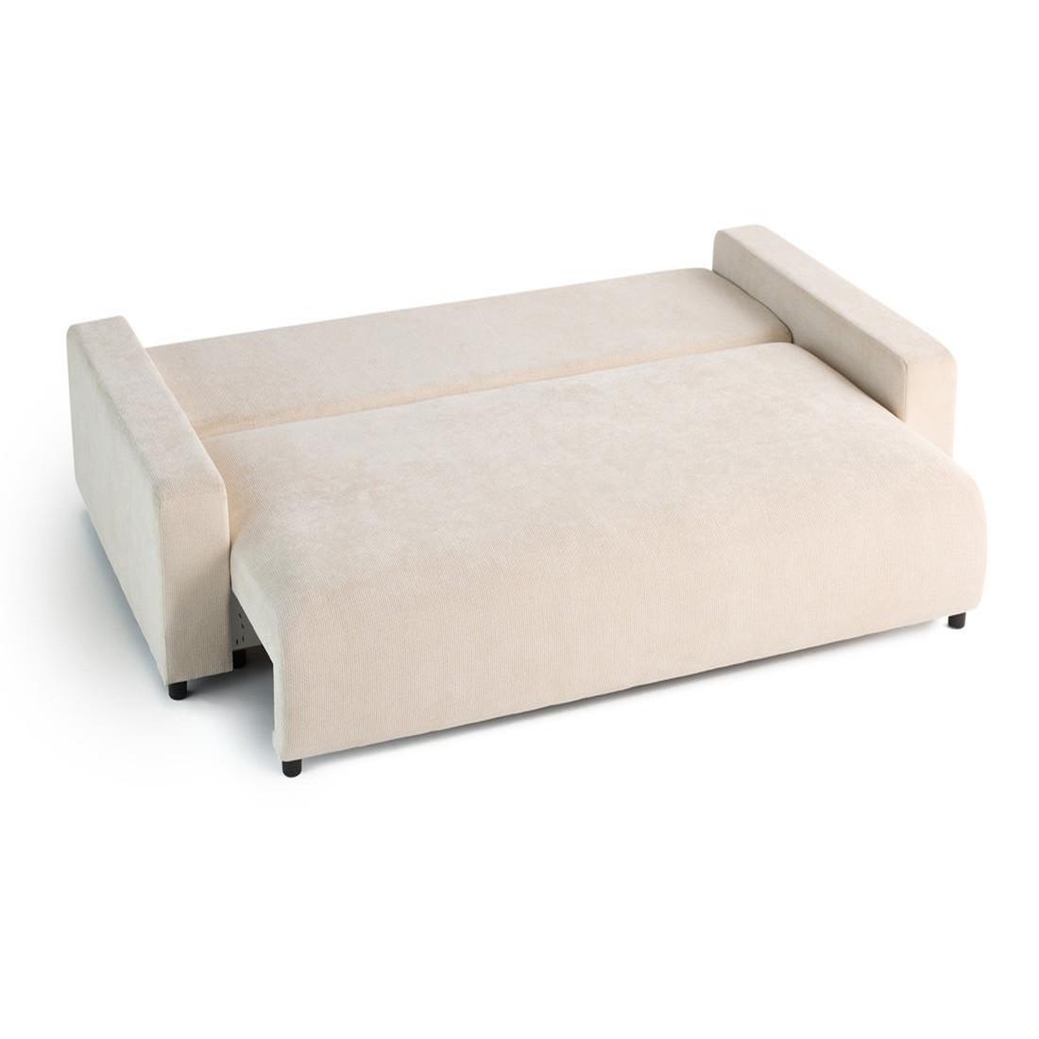 Voir la diapositive 2 : BEST MOBILIER Pivoine - canapé droit 3 places - convertible avec coffre - en velours texturé