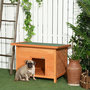 Voir la diapositive 2 : PAWHUT Niche chien sur pied dim. 85L x 58l x 58H cm - toit ouvrant bitumé vert - bois sapin pré-huilé
