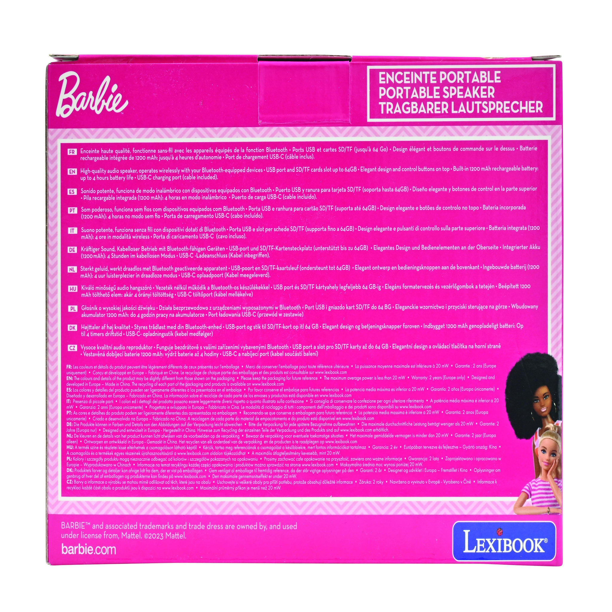 Voir la diapositive 5 : Lexibook Enceinte Bluetooth portable Barbie