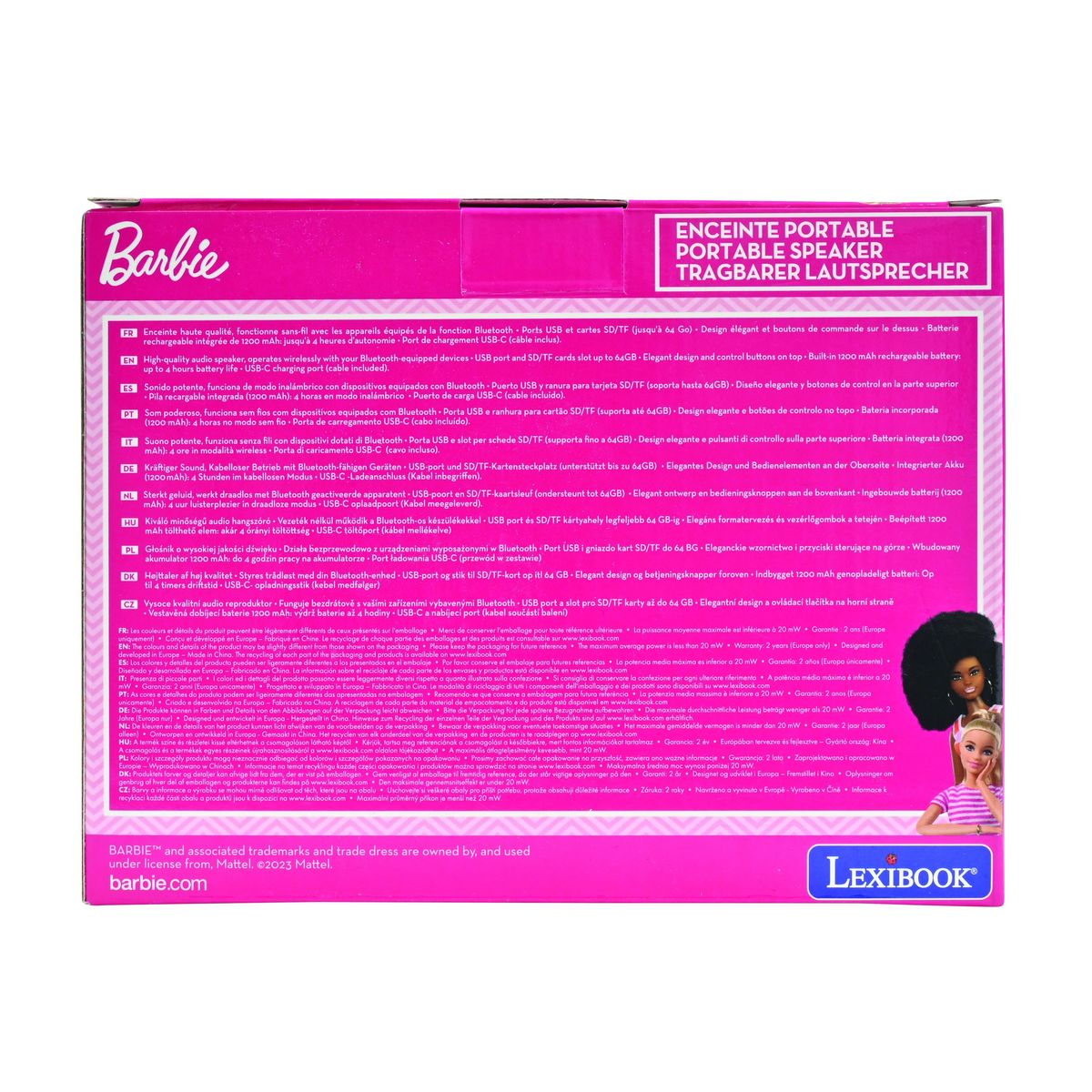 Lexibook Enceinte Bluetooth portable Barbie