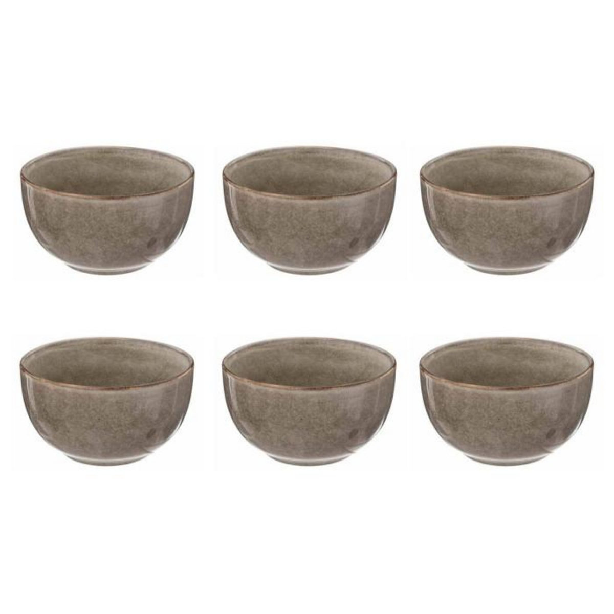 SECRET DE GOURMET Lot de 6 Bols en Céramique  Callie  70cl Taupe