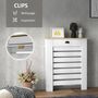 Voir la diapositive 5 : HOMCOM Cache-radiateur design panneau avec tiroir - grille d'aération horizontale à lattes - dim. 78L x 19l x 95H cm - MDF effet bois clair blanc