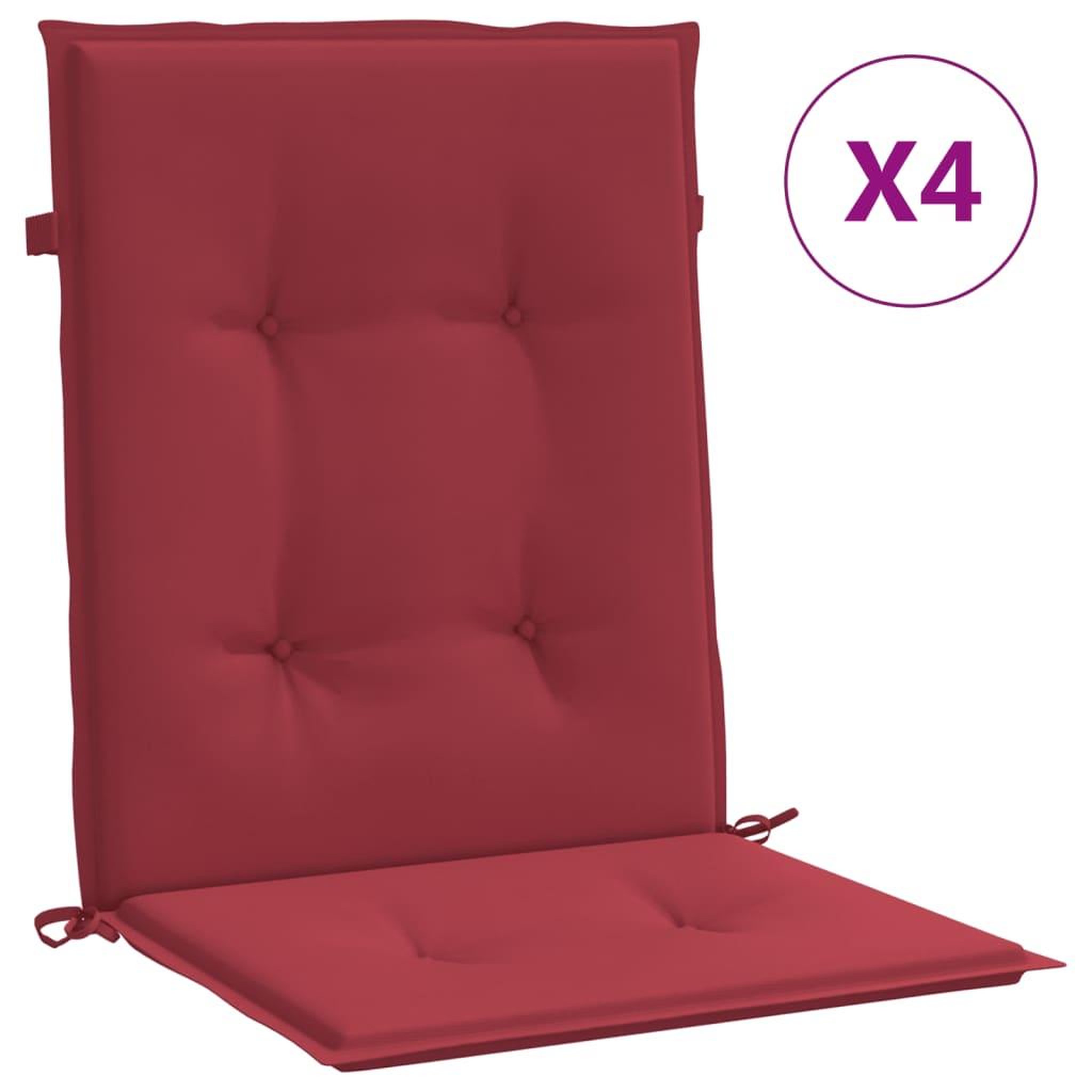 Voir la diapositive 2 : VIDAXL Coussins de chaise de jardin a dossier bas lot de 4