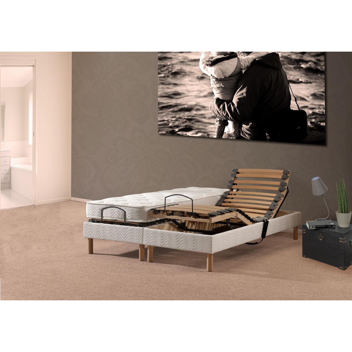 Ensemble relaxation électrique TPR matelas latex 160x200 cm PRESTIGE LATEX