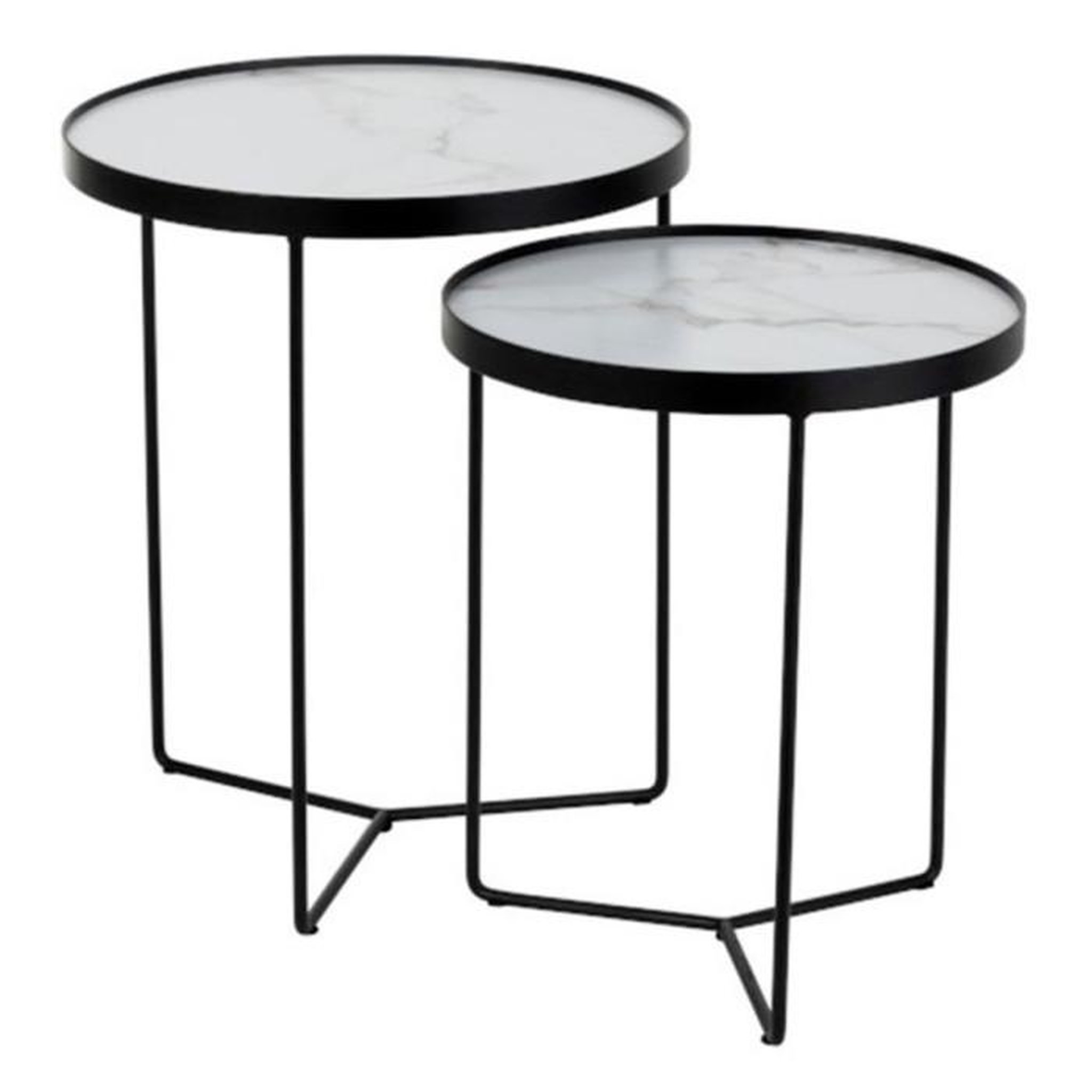 Voir la diapositive 1 : Paris Prix Lot de 2 Tables d'Appoint  Mona  55cm Noir & Blanc