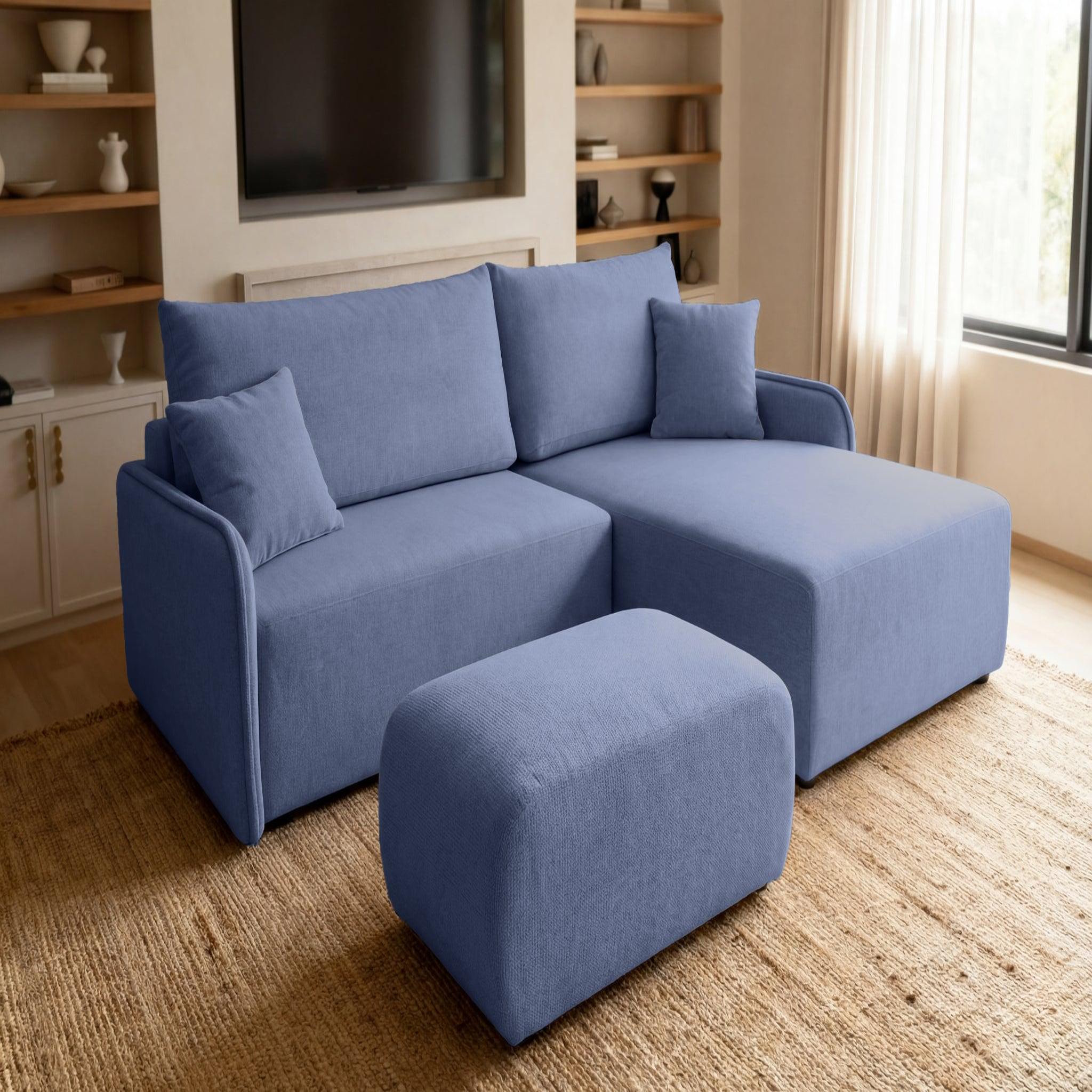 Voir la diapositive 4 : CASANOVA PARIS Sacha - pouf en tissu chiné 105x57x40