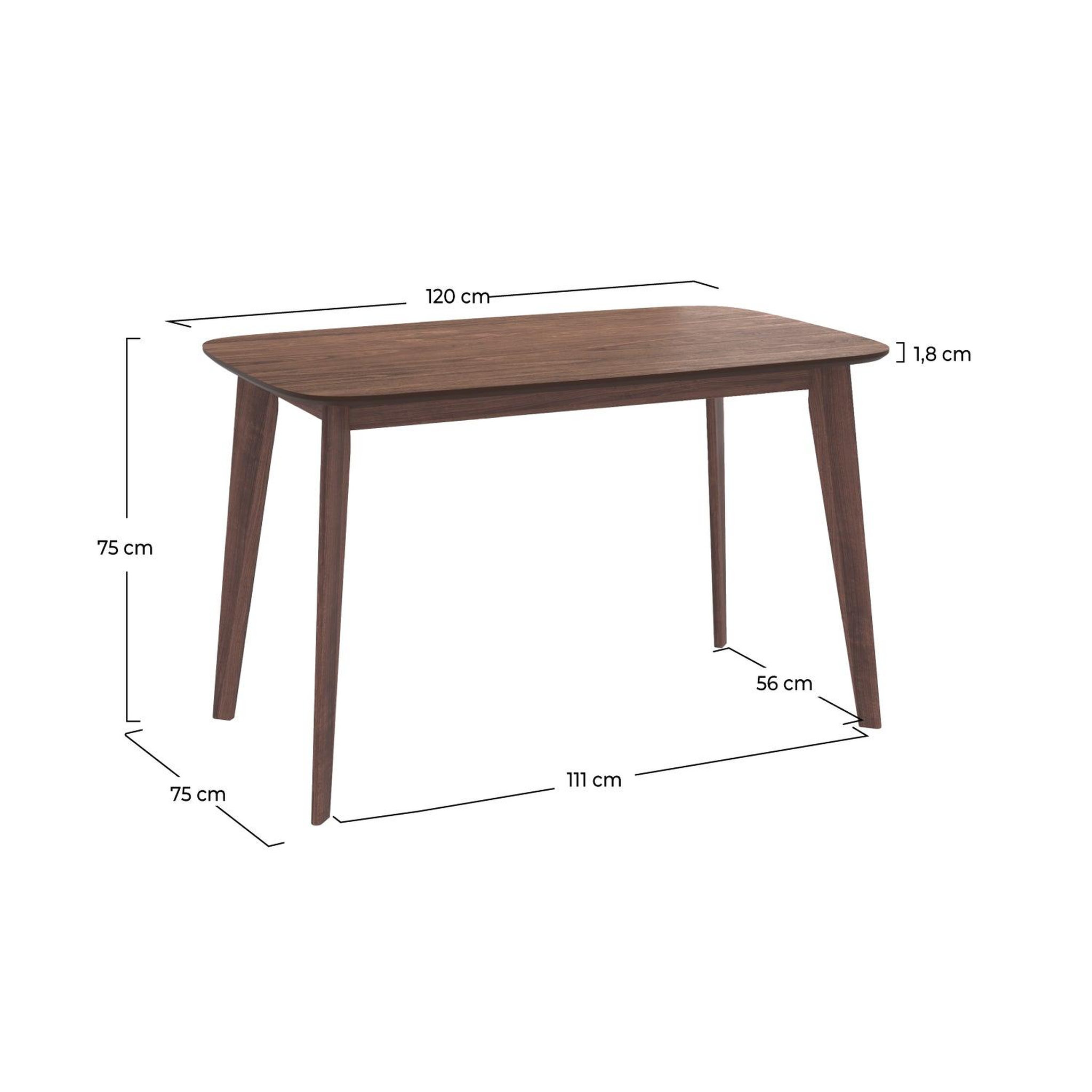 Voir la diapositive 4 : MAISON PAVANE Table rectangulaire 4 personnes en bois foncé 120 cm-oman