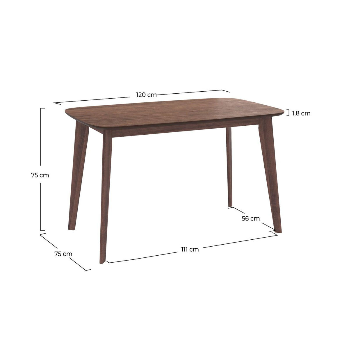 MAISON PAVANE Table rectangulaire 4 personnes en bois foncé 120 cm-Oman