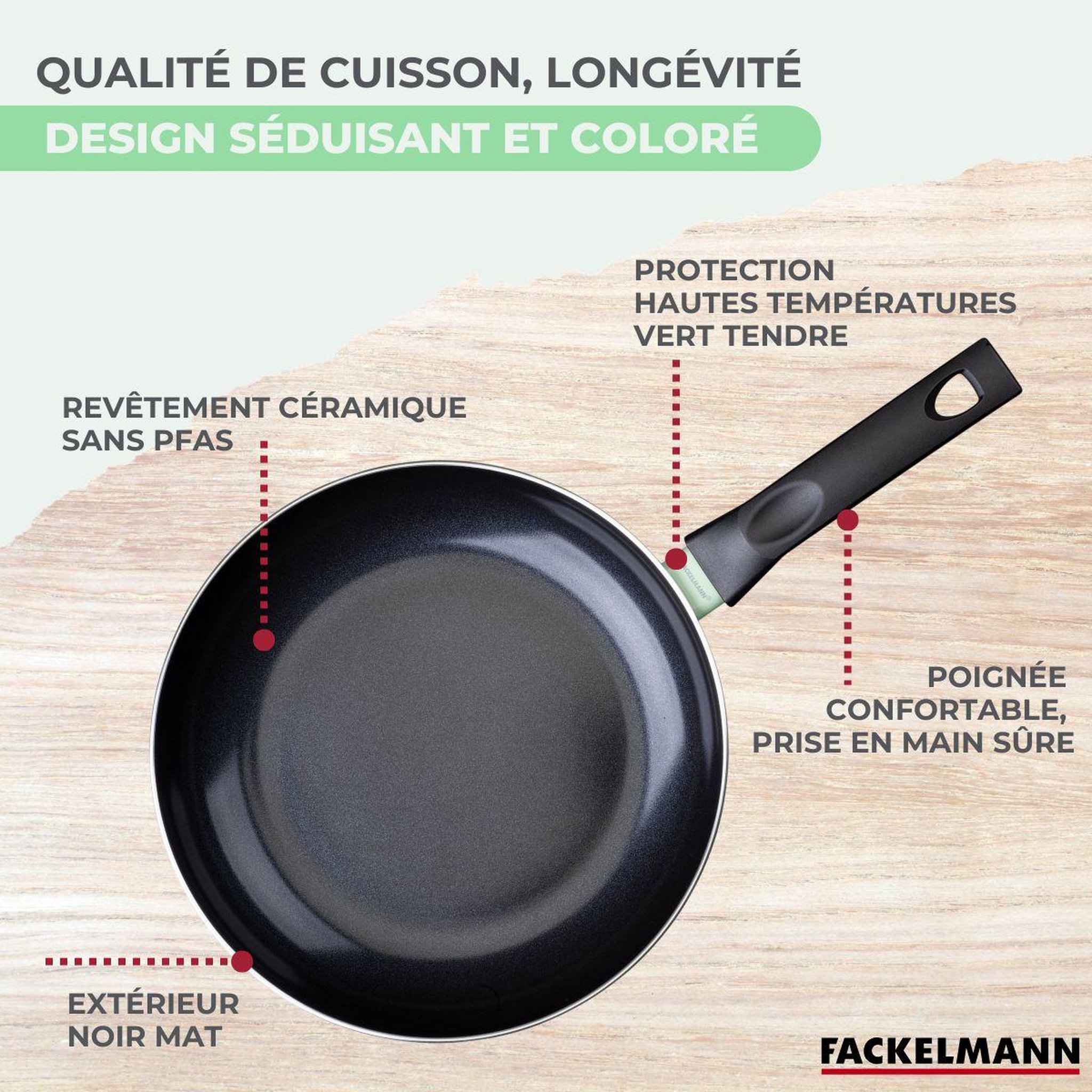 Voir la diapositive 6 : Fackelmann Ensemble de 4 poêles de 20 24 28 et 30 cm et 6 ustensiles fackelmann brandao
