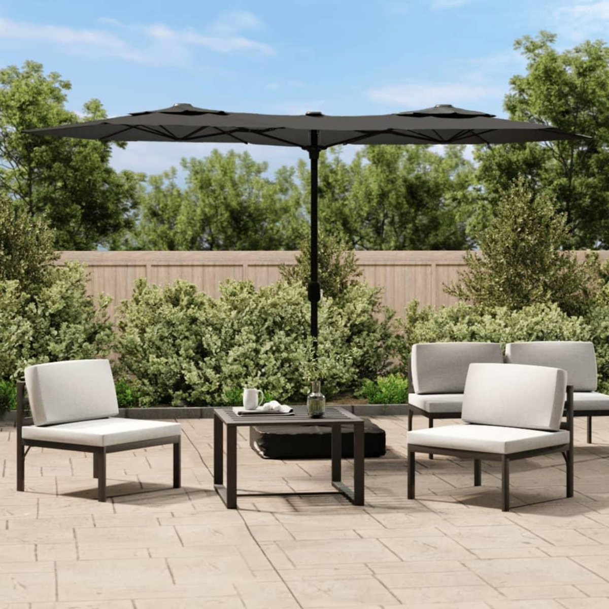 VIDAXL Parasol de jardin a double tete anthracite 316x240 cm