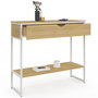 Voir la diapositive 4 : ID MARKET Console 1 tiroir DETROIT 1 étagère design industriel bois et métal blanc