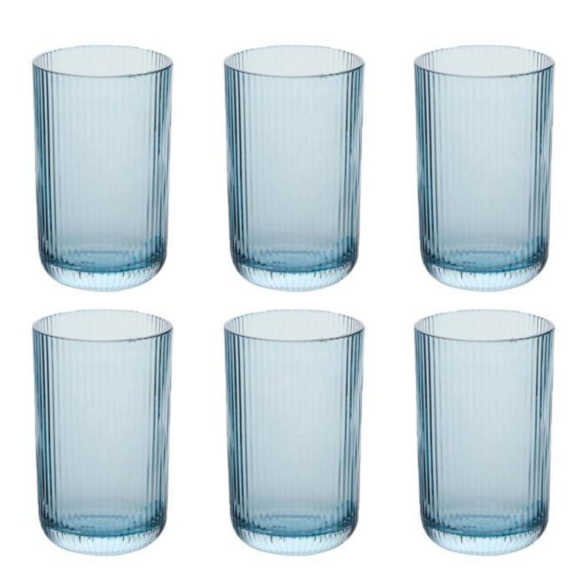 SECRET DE GOURMET Lot de 6 Gobelets Hauts Strie  Ema  43cl Bleu