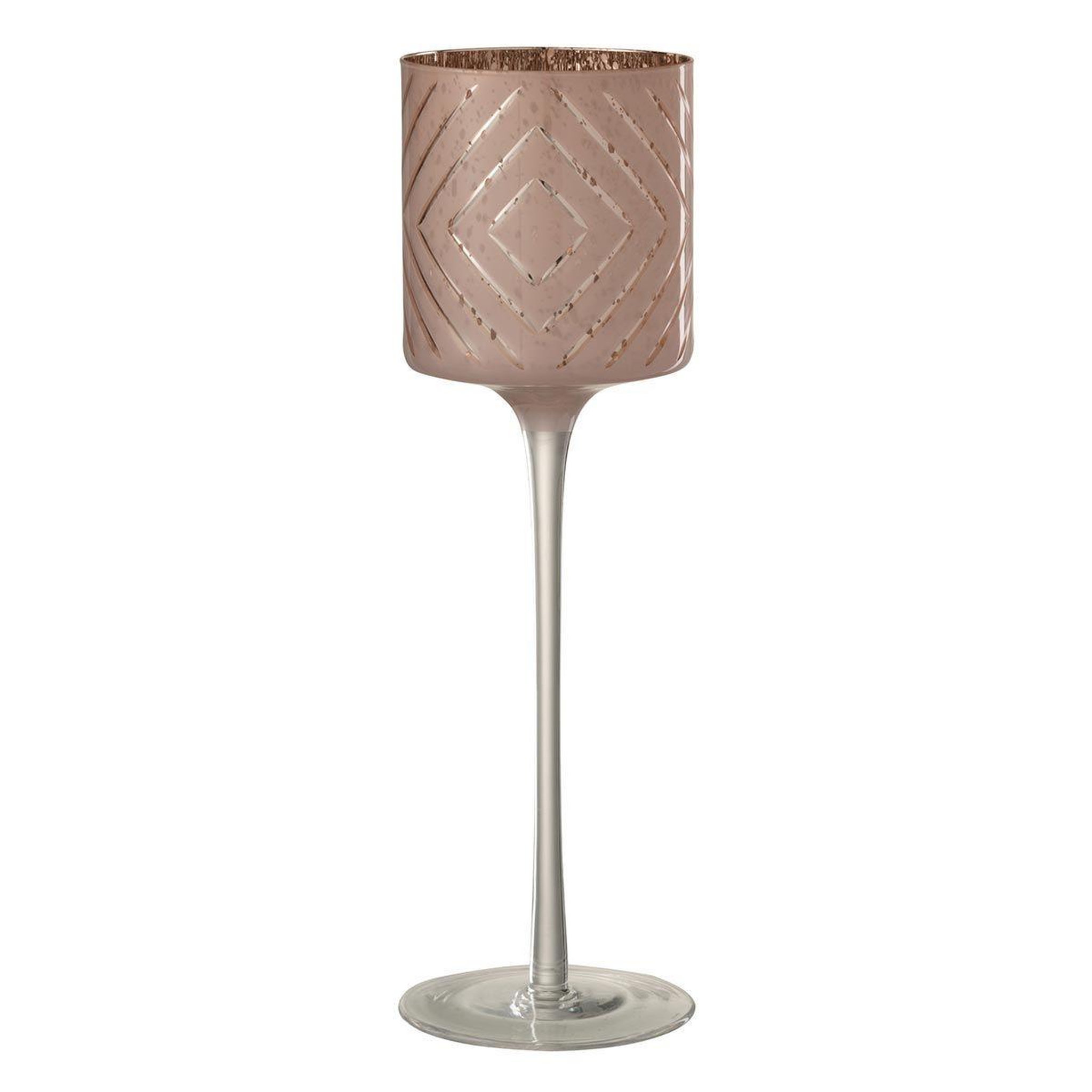 Voir la diapositive 1 : J-LINE Photophore rond sur pied  zigzag  30cm saumon