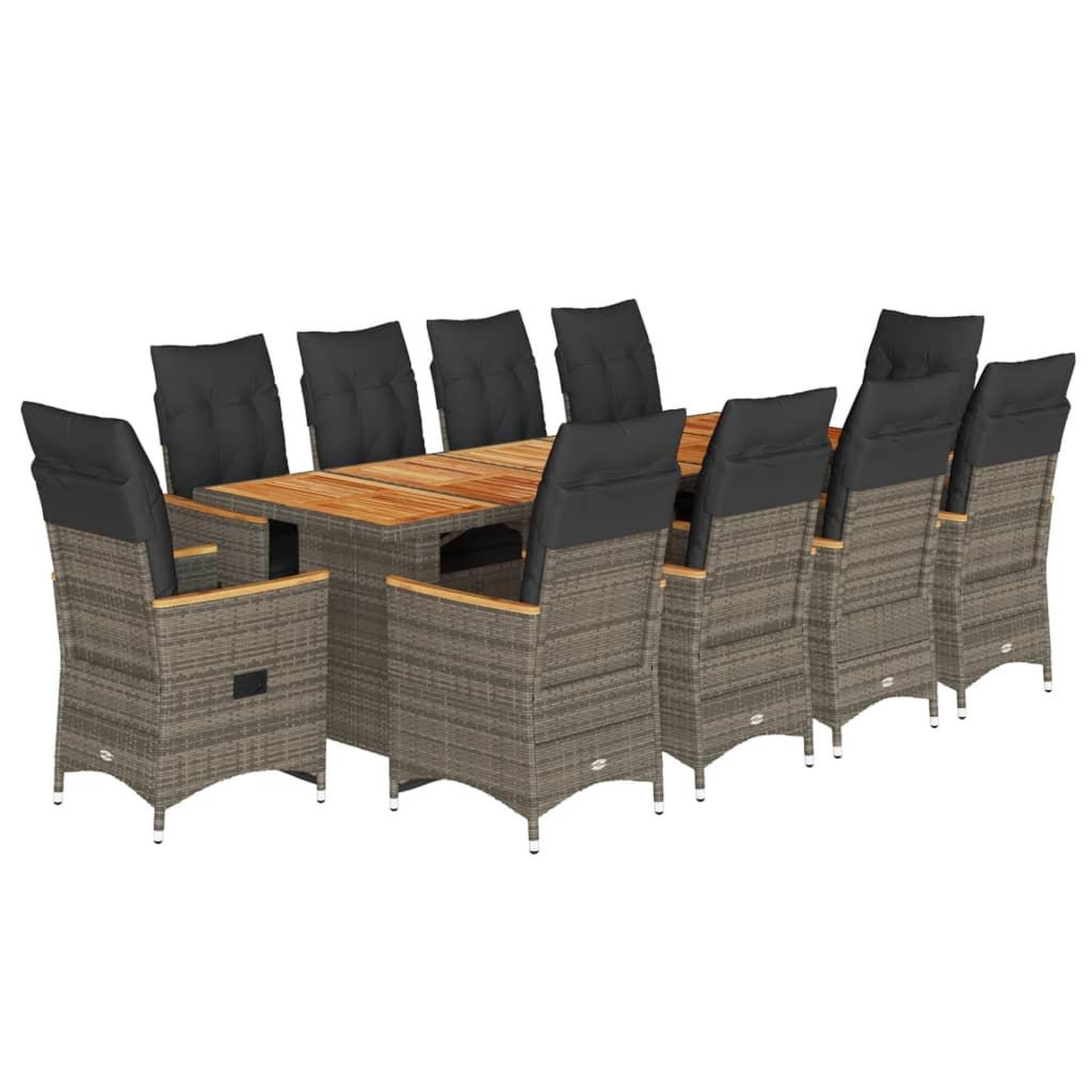 Voir la diapositive 2 : VIDAXL Ensemble de bistro de jardin 11 pcs coussins gris poly rotin