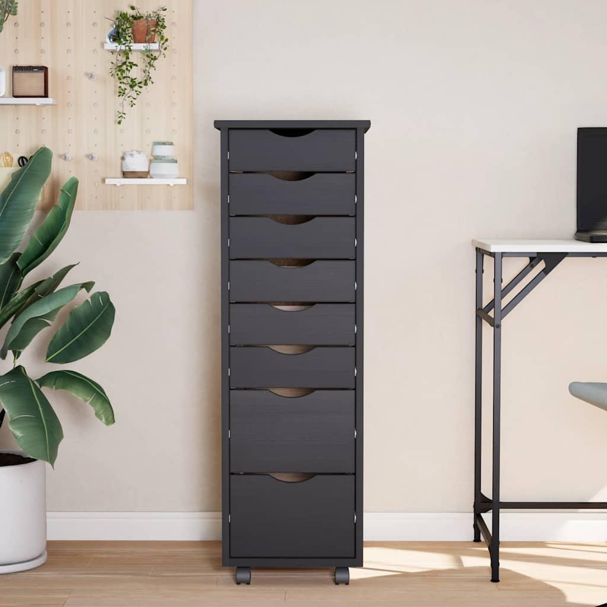 Voir la diapositive 3 : VIDAXL Armoire roulante avec tiroirs MOSS gris bois de pin solide