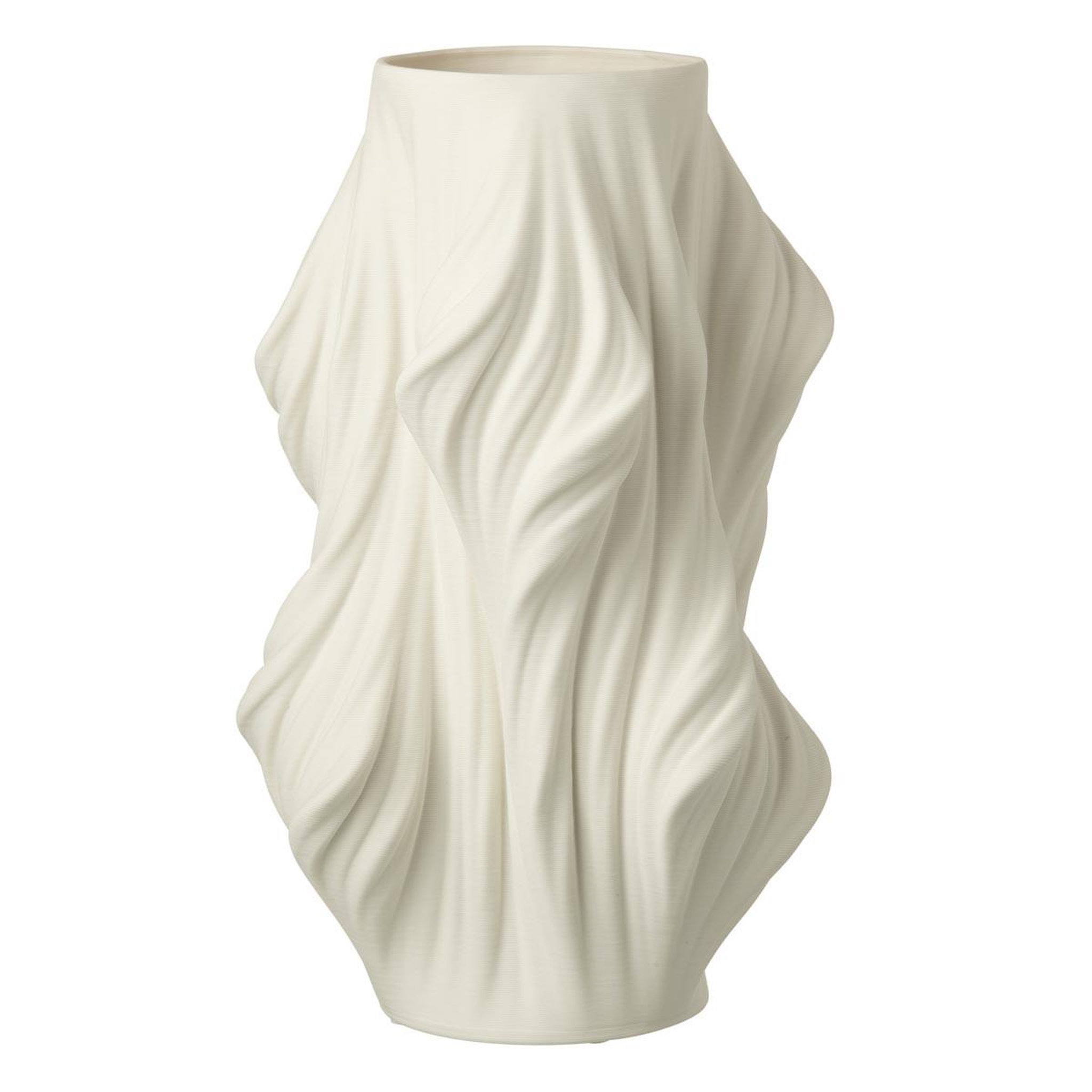 J-LINE Vase déco en porcelaine  impression 3d  40cm blanc