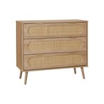 SWEEEK Commode. Eva. décor bois et cannage arrondi. 3 tiroirs L 90 x l 39 x H 79cm