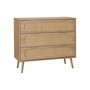 Voir la diapositive 1 : SWEEEK Commode. Eva. décor bois et cannage arrondi. 3 tiroirs L 90 x l 39 x H 79cm