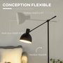 Voir la diapositive 5 : HOMCOM Lampadaire sur pied salon bureau 40W E27 - hauteur réglable, abat-jour et bras orientable - acier noir