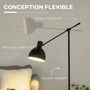 Voir la diapositive 5 : HOMCOM Lampadaire sur pied salon bureau 40W E27 - hauteur réglable, abat-jour et bras orientable - acier noir
