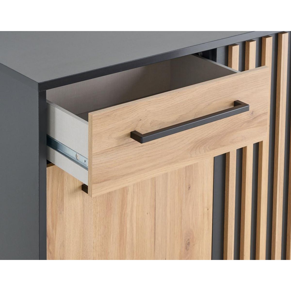 BEST MOBILIER Varna - buffet bas - bois et noir - 110 cm