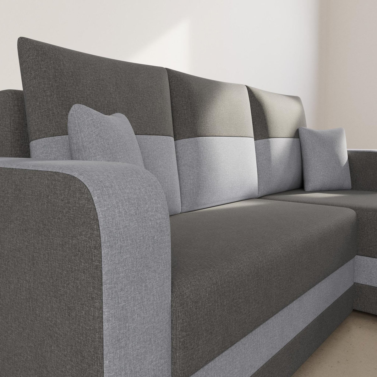 BEST MOBILIER Harvey - canapé d'angle réversible 4 places convertible avec coffre en tissu bicolore