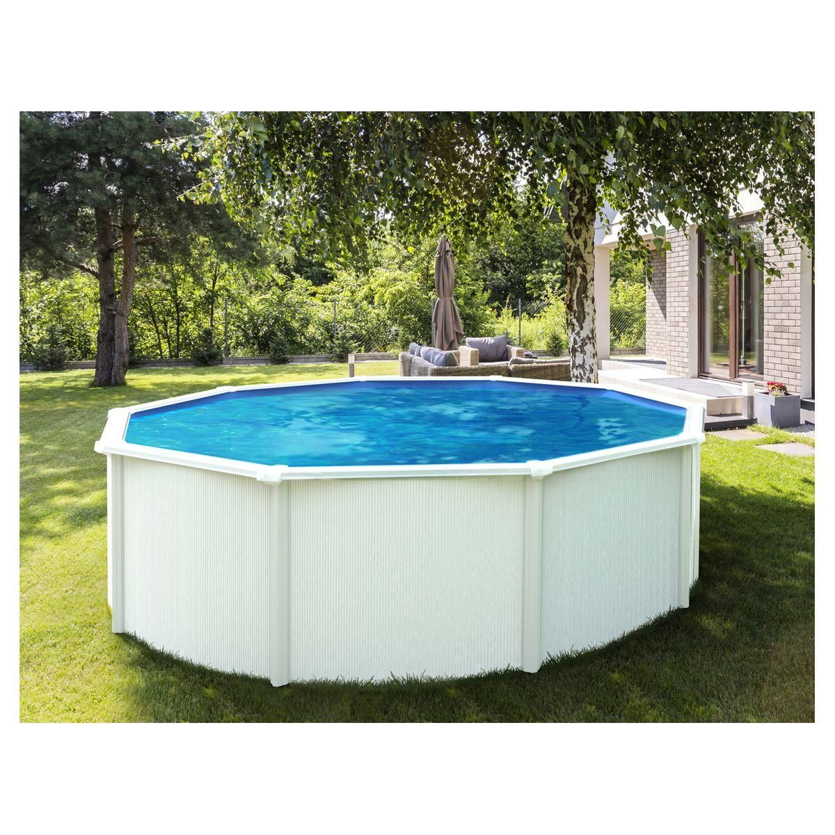 trigano Piscine ronde hors sol en acier blanc SAPHIR 4,85 m