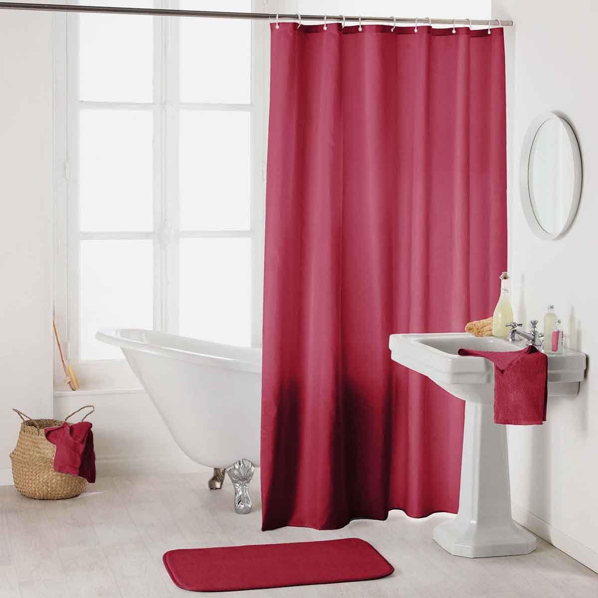 Douceur d'Intérieur Rideau de douche uni  essencia  180x200cm framboise
