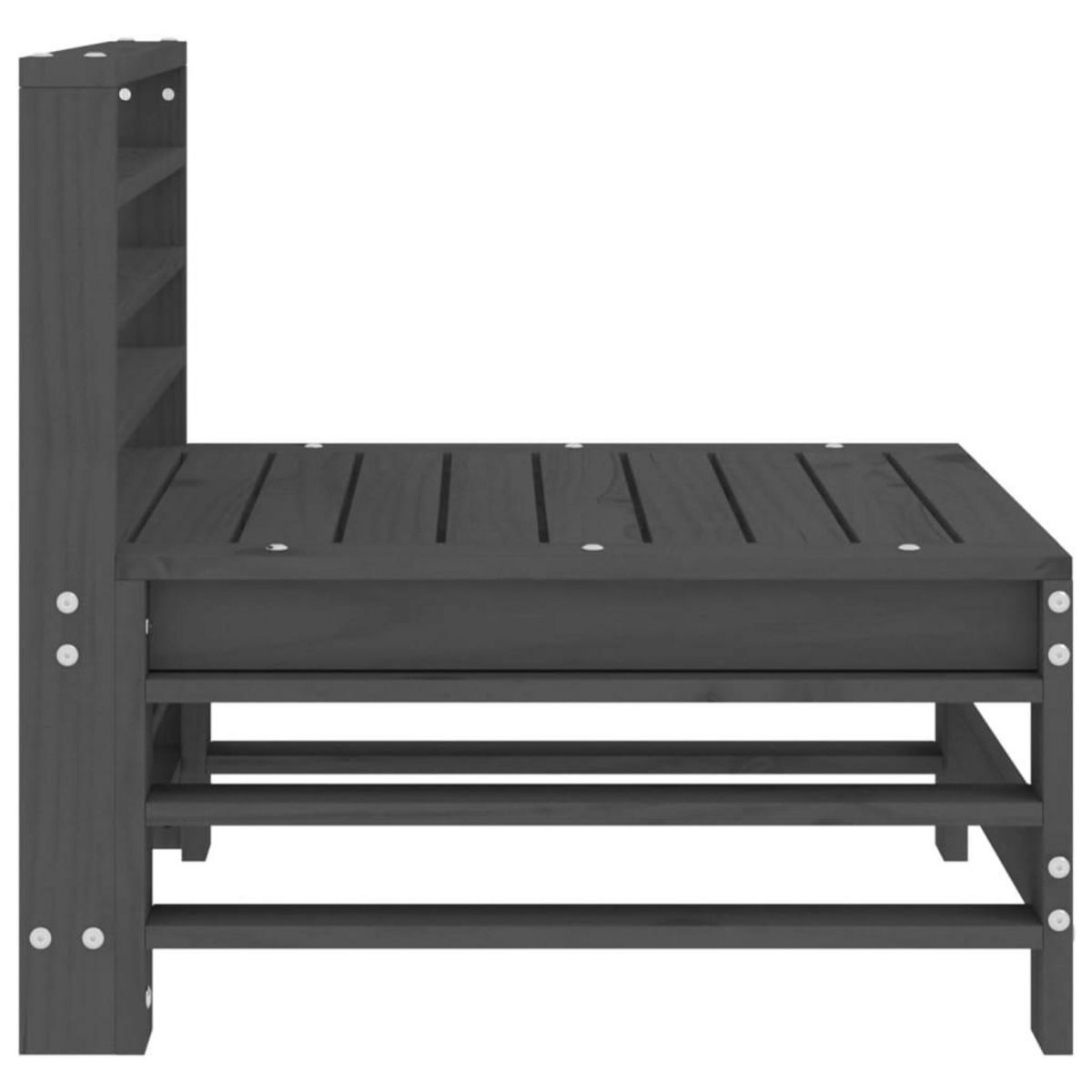 VIDAXL Canapes centraux de jardin 2 pcs gris bois de pin massif