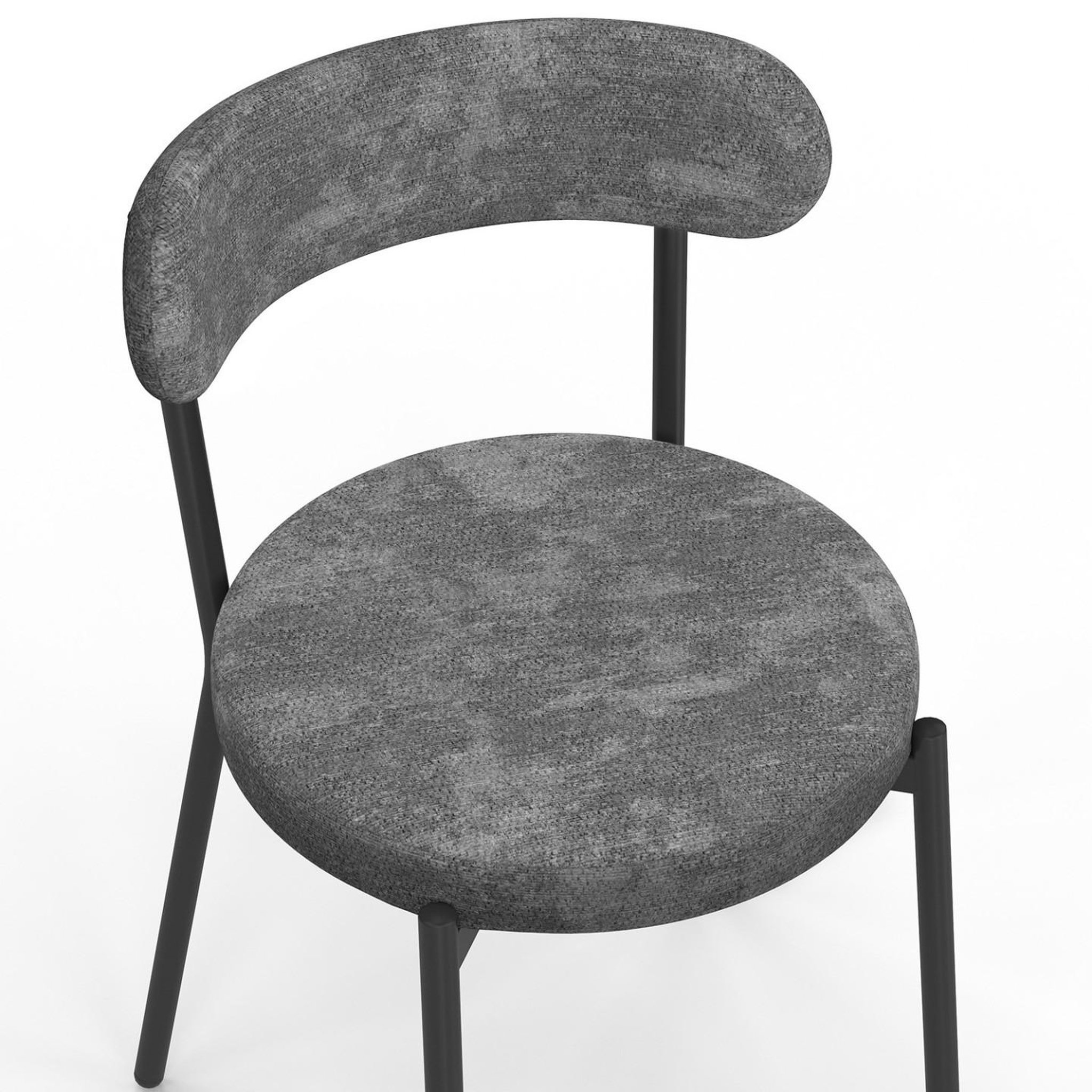 Voir la diapositive 6 : ID MARKET Lot de 6 chaises miki dossier incurvé en tissu chenille mix color vert x2, écru x2, gris foncé x2 pieds en métal noir