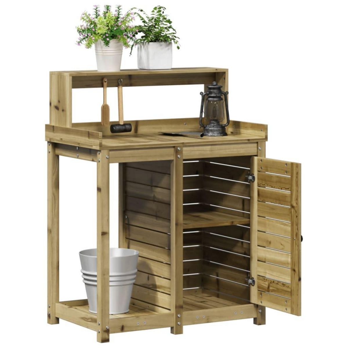 VIDAXL Table de rempotage avec etageres bois de pin impregne