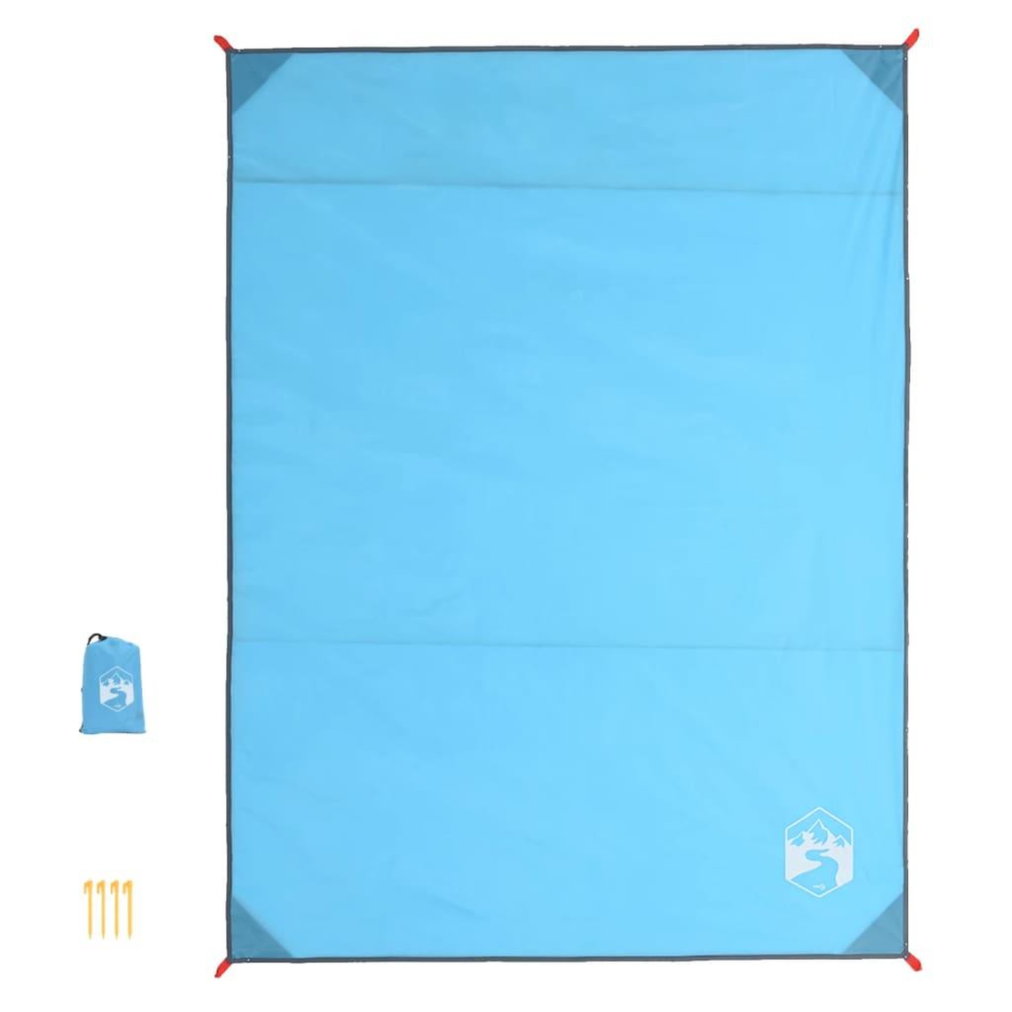 Voir la diapositive 3 : VIDAXL Couverture de pique-nique avec piquets bleu 205x155 cm