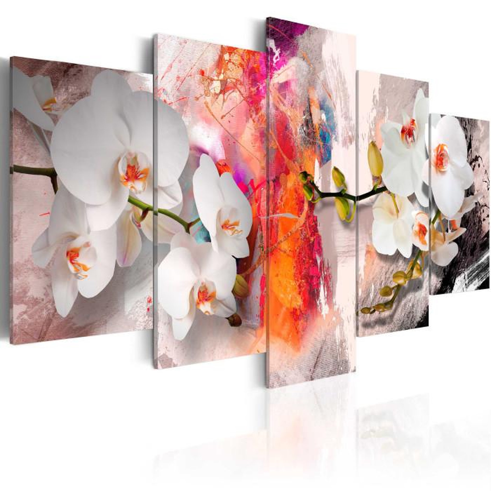 Paris Prix Tableau Imprimé  Colorful Background & Orchids. Coloris disponibles : Multicolore