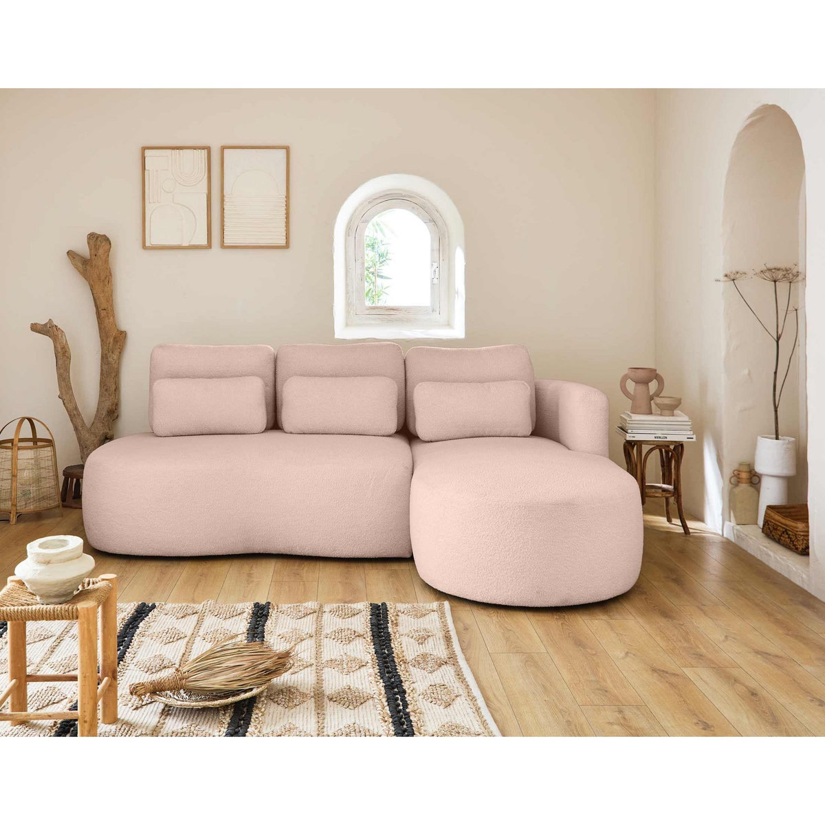 LISA DESIGN Mahina - canapé d'angle droit - 4 places - convertible avec coffre - en tissu bouclette