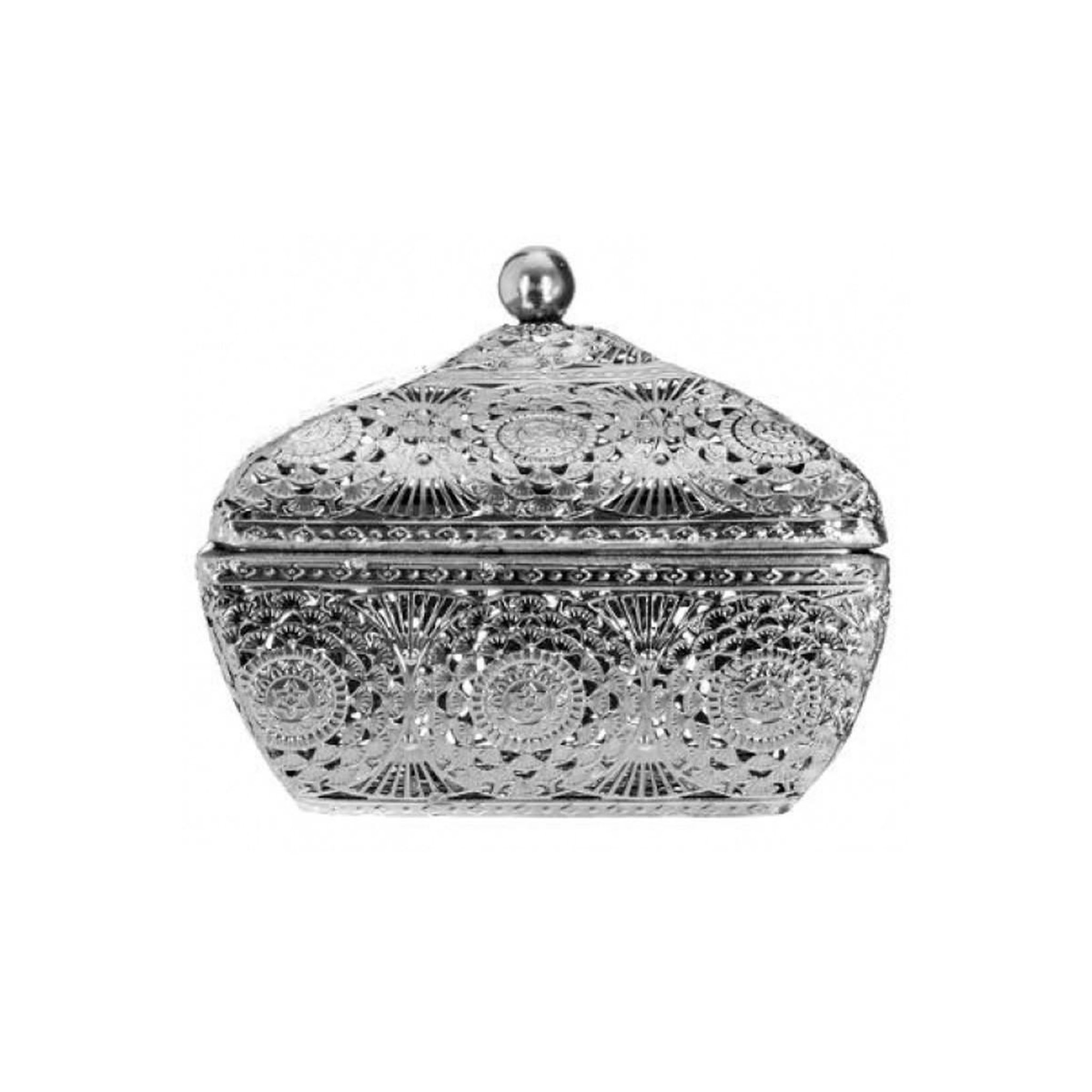 Voir la diapositive 2 : ATMOSPHERA Boîte métal déco  ajourée  12cm argent