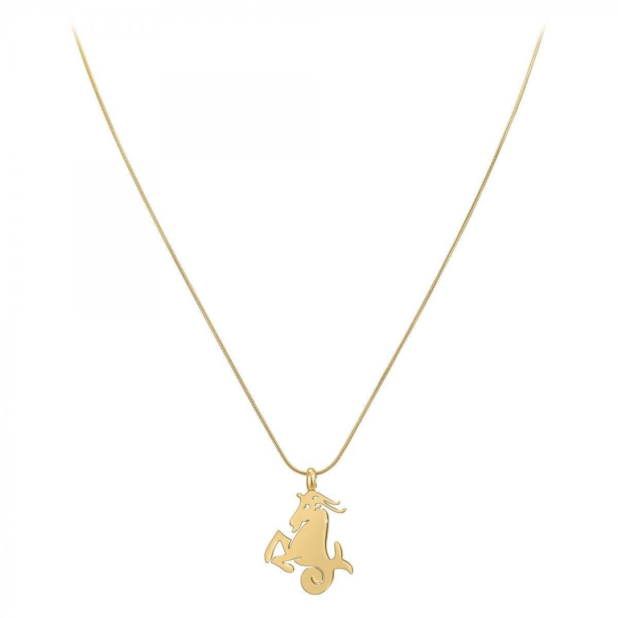 Voir la diapositive 3 : SC BOHEME Collier astrologie  Capricorne  SC Bohème en Acier Finement doré