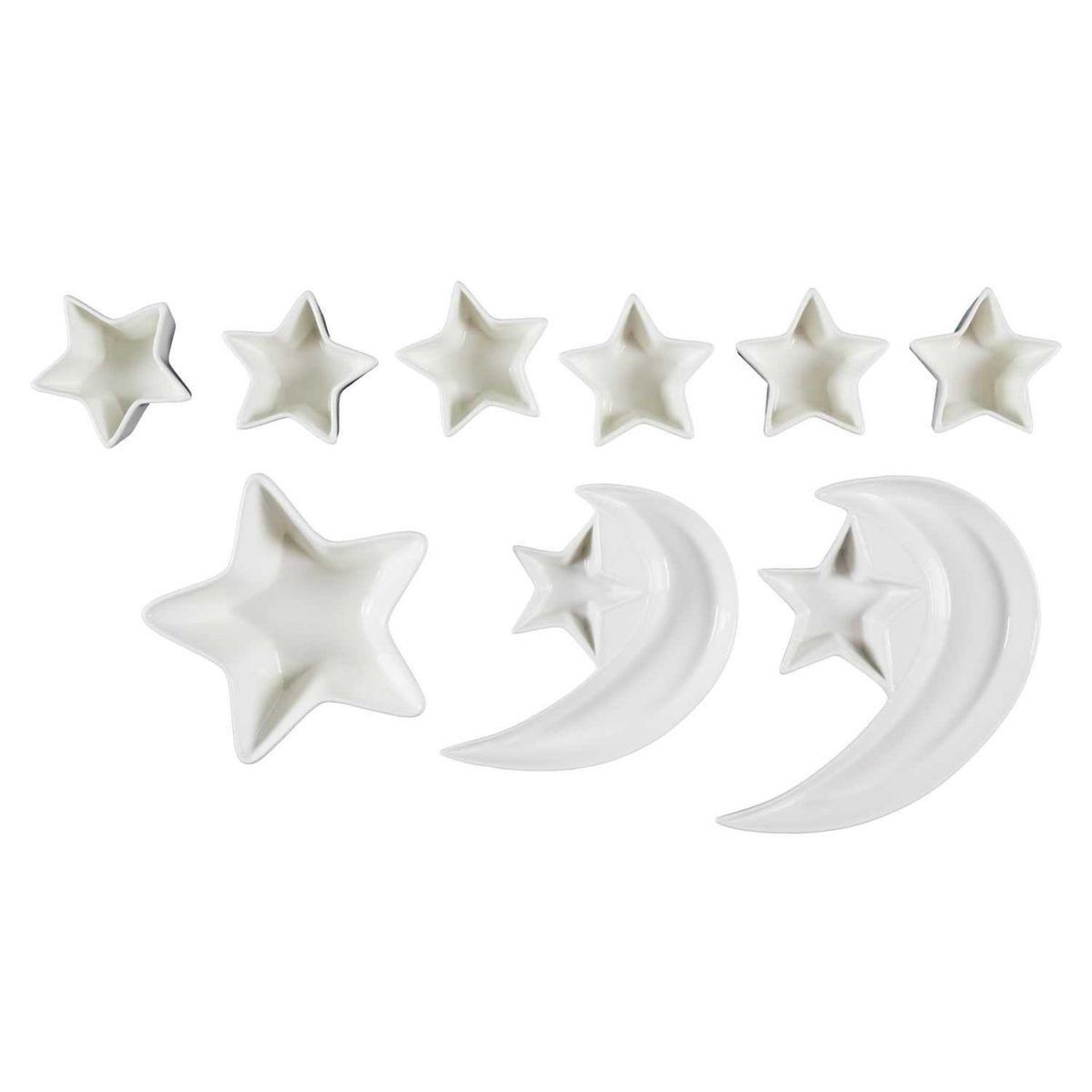 The Home Deco Factory Service apéritif 9 pièces  nuit étoilée  30cm blanc