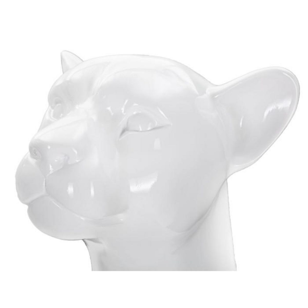 Paris Prix Statue Déco en Résine  Léopard Assis  74cm Blanc