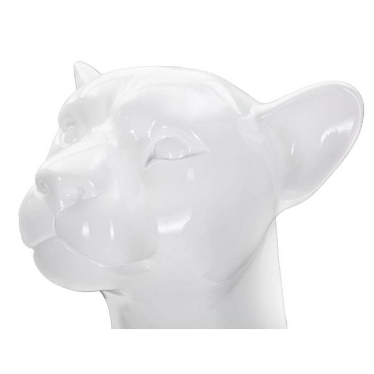 Paris Prix Statue Déco en Résine  Léopard Assis  74cm Blanc