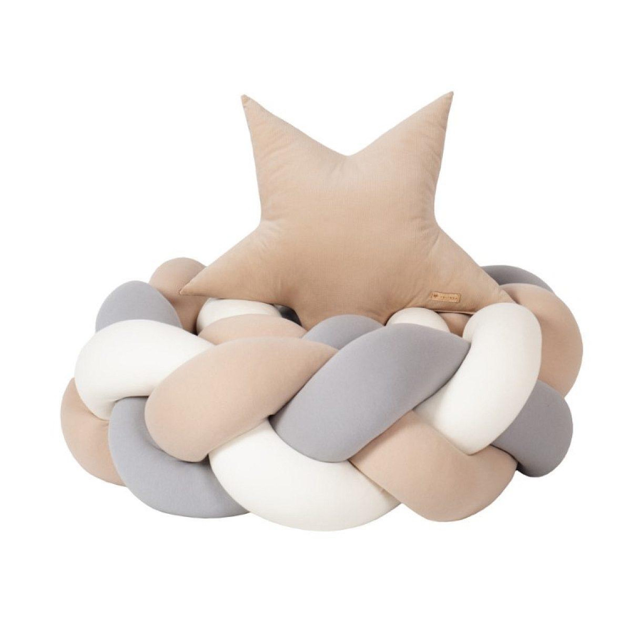 VELINDA Protection tressée lit bébé blanc gris cappuccino