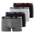 UMBRO Lot de 4 Boxers coton homme uni. Coloris disponibles : Noir