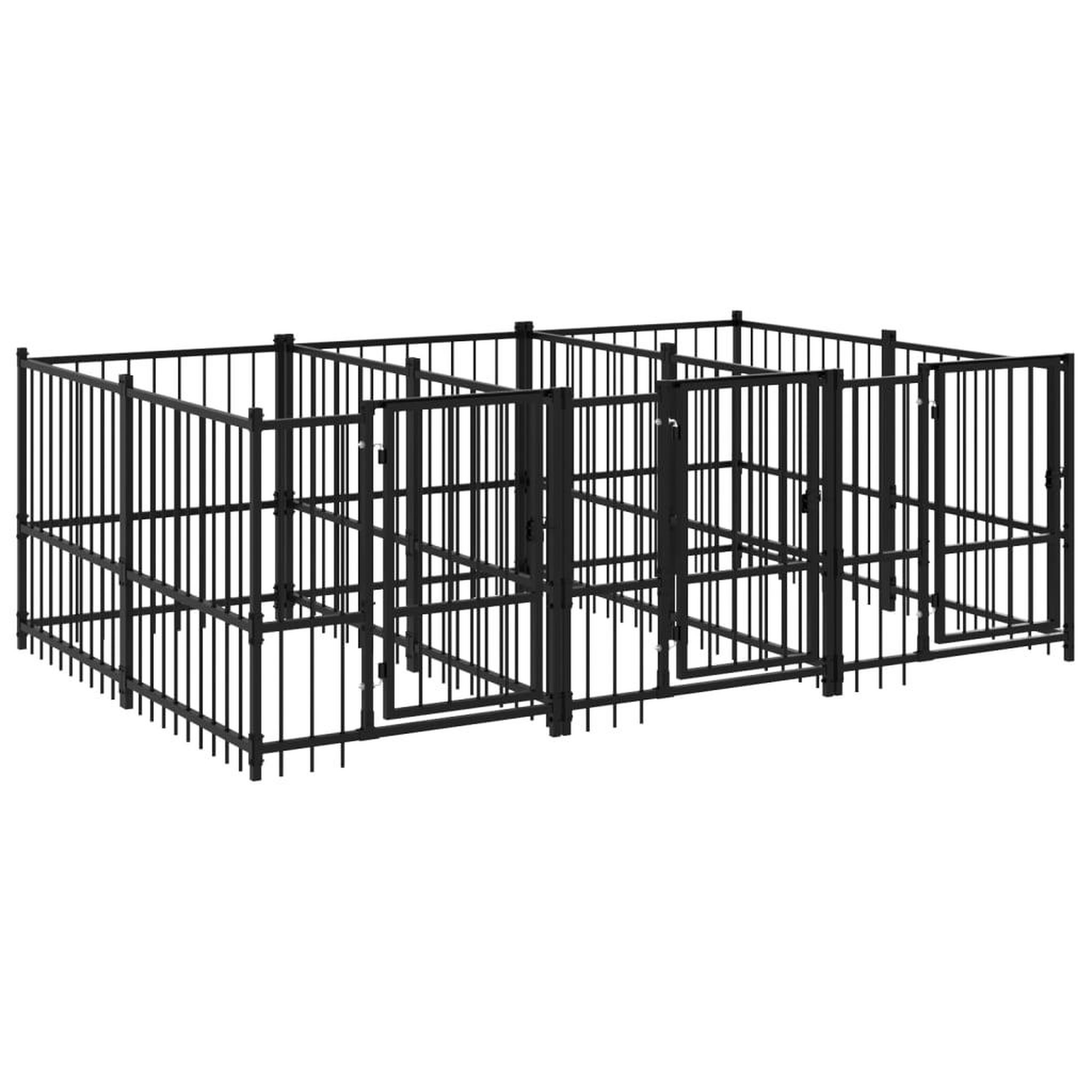 Voir la diapositive 2 : VIDAXL Chenil d'exterieur pour chiens Acier 5,63 m²